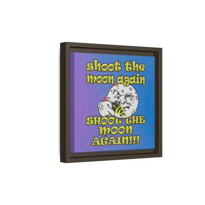 shoot the moon again - framed canvas art (light blue-purple wave)