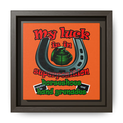 my luck - framed canvas art (orange)