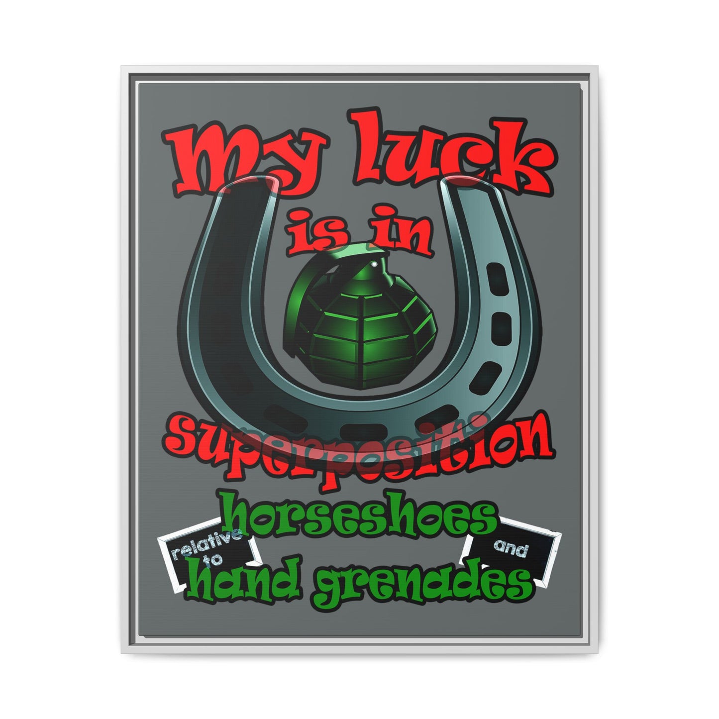 my luck - framed canvas art (dark grey)
