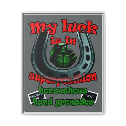 my luck - framed canvas art (dark grey)
