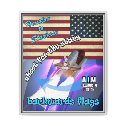 shoot for the stars - framed canvas art (grey-pink wave)
