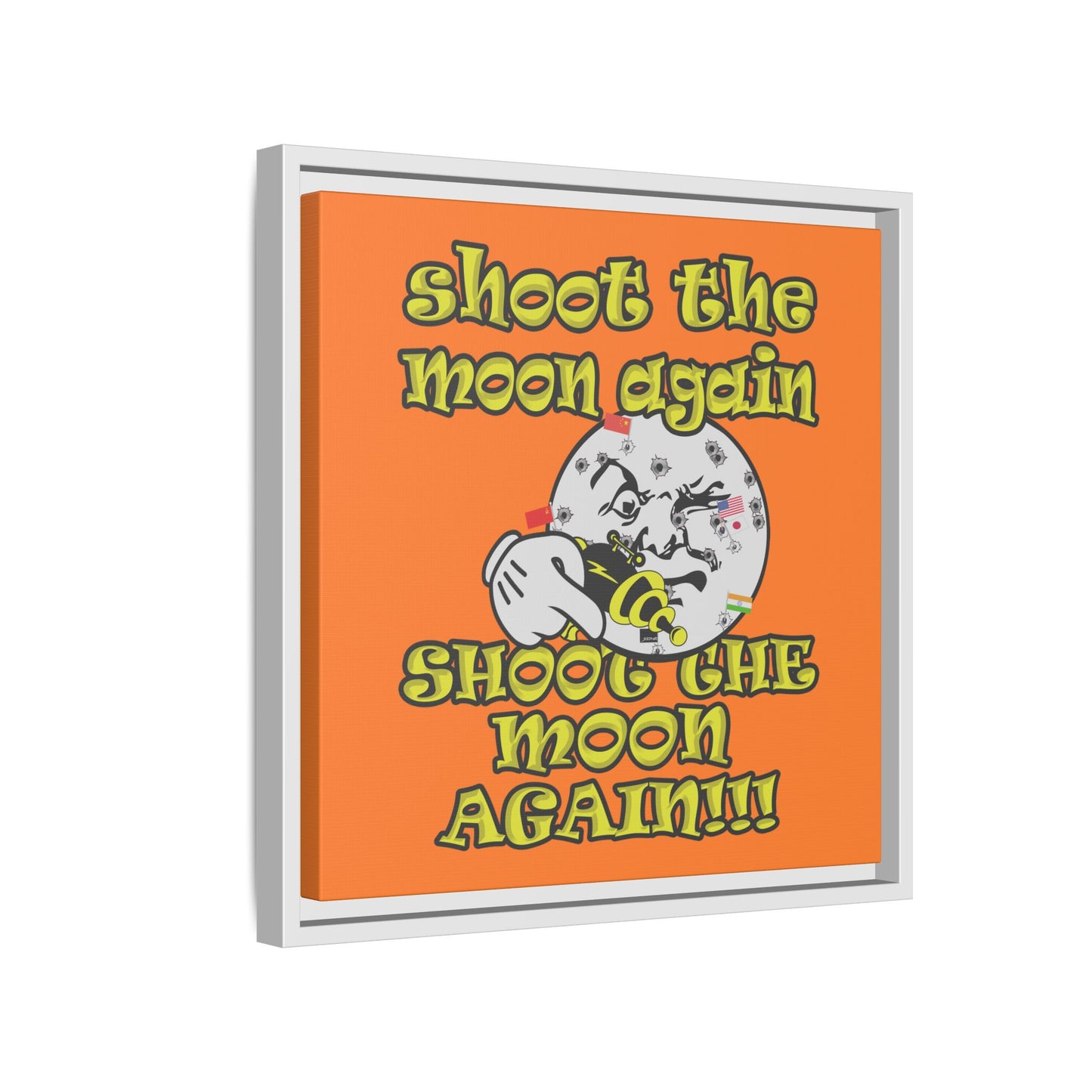 shoot the moon again - framed canvas art (crusta)