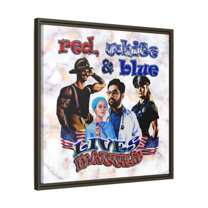rw&b lives matter - framed canvas art (white marble)