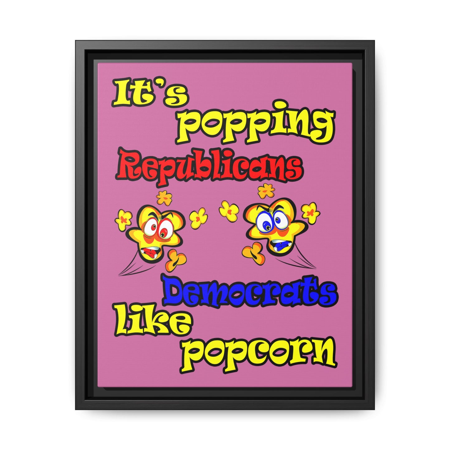 popping like popcorn - framed canvas art (light pink)
