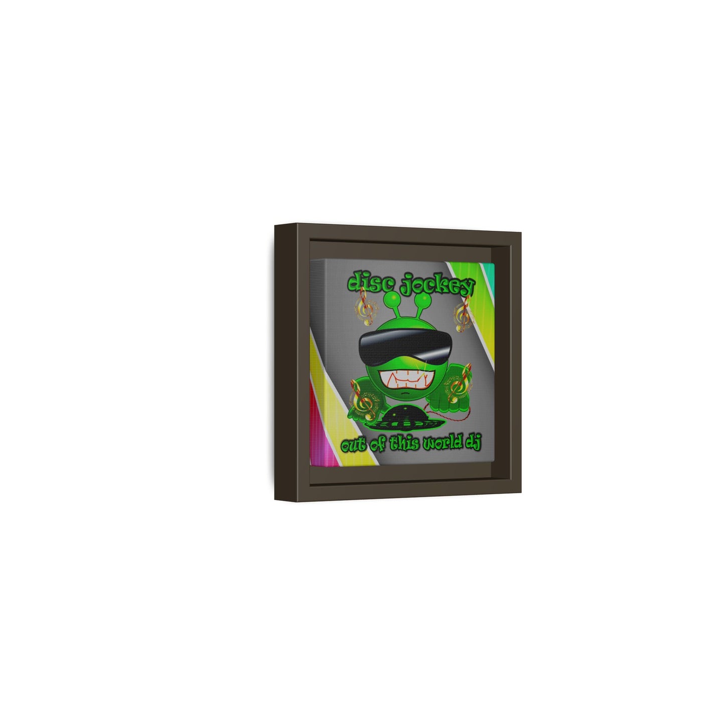disc jockey - framed canvas art (rainbow split)