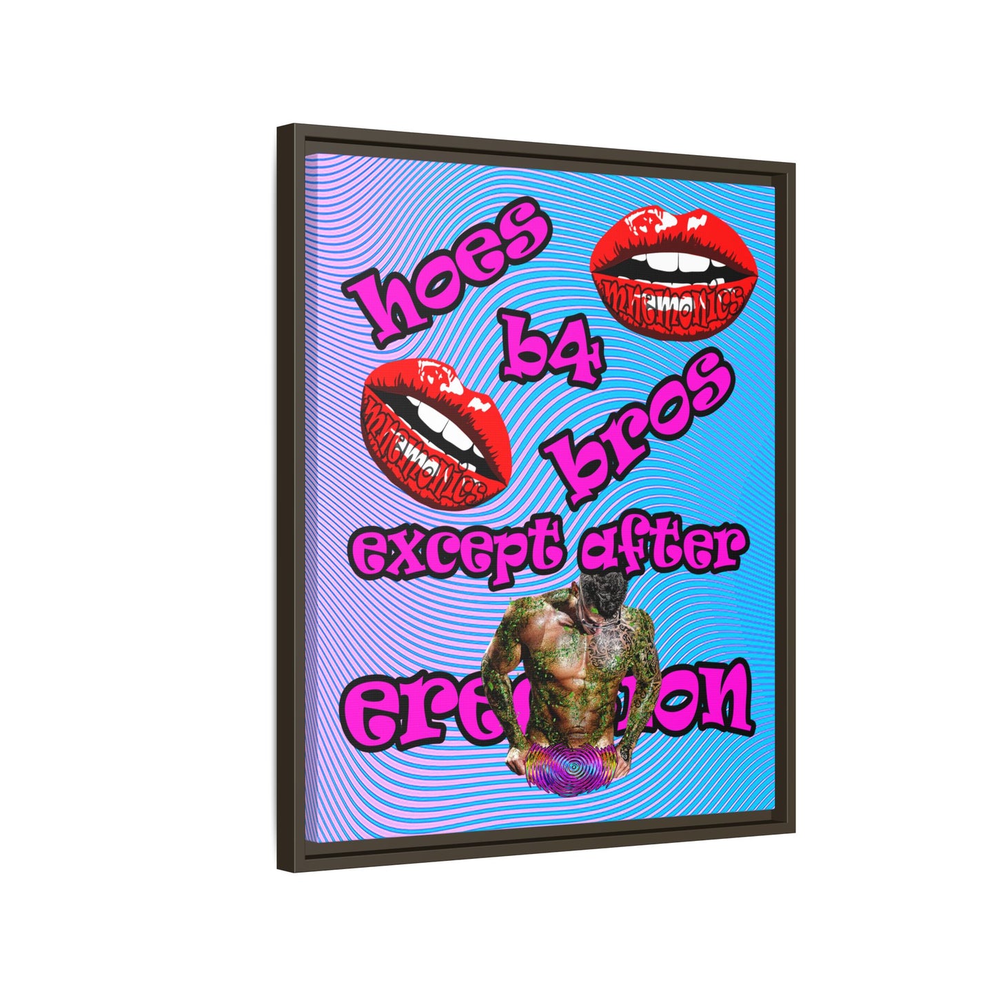 hoes b4 bros - framed canvas art (light blue-purple wave)