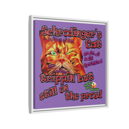 schrodinger's cat - framed canvas art (light purple)