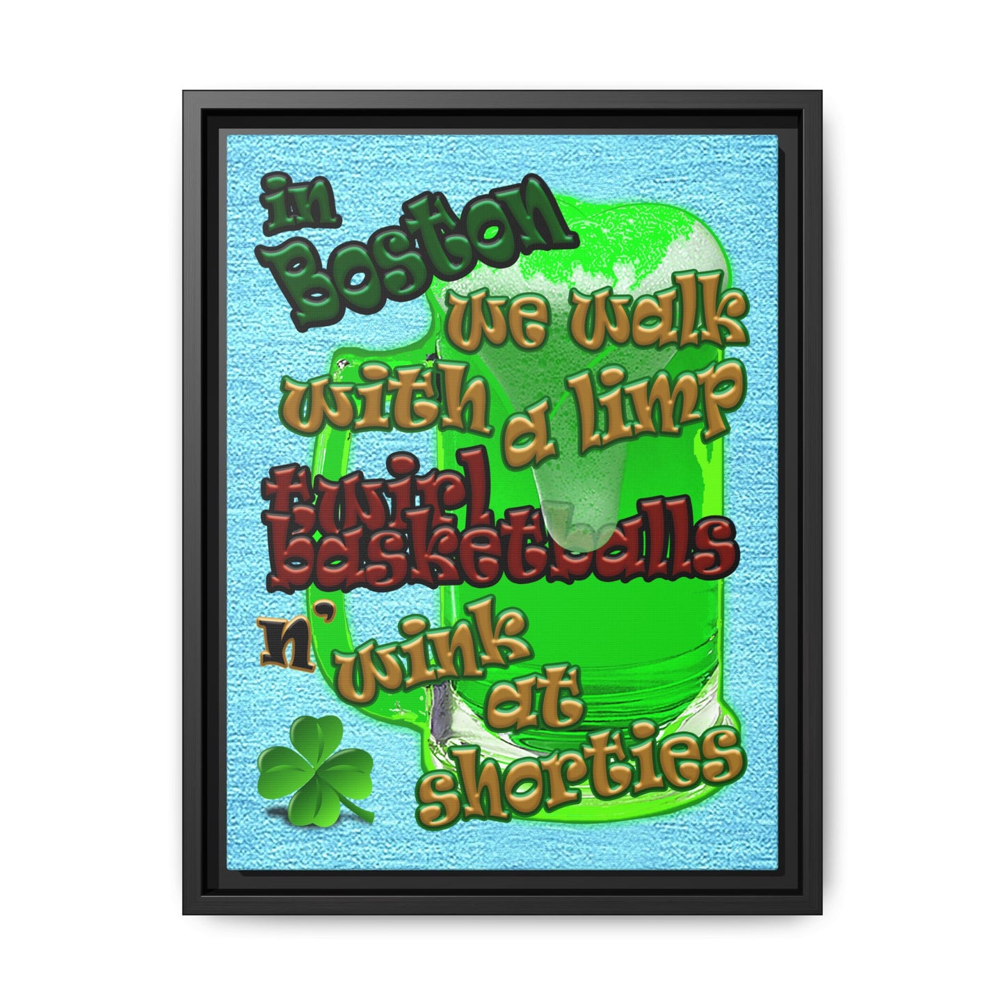 celtics logo - framed canvas art (faded blue)