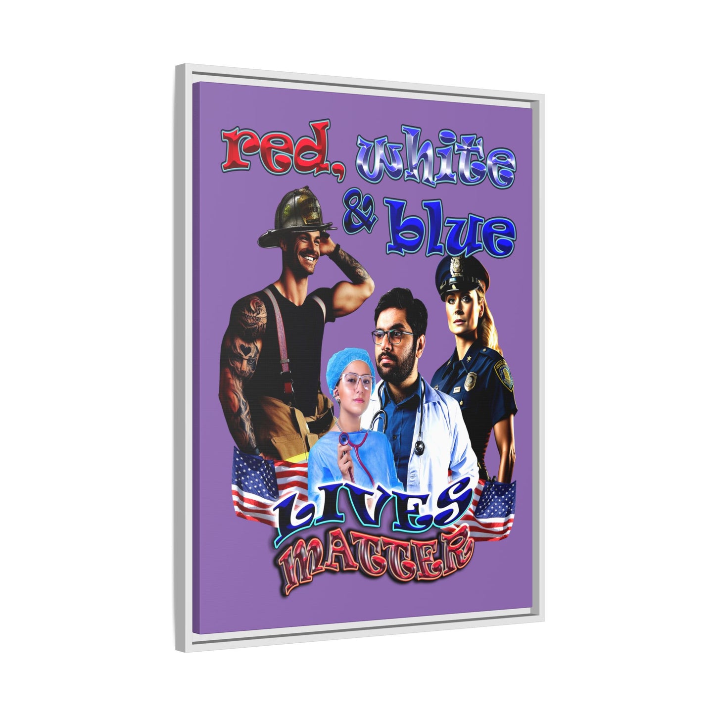 rw&b lives matter - framed canvas art (light purple)