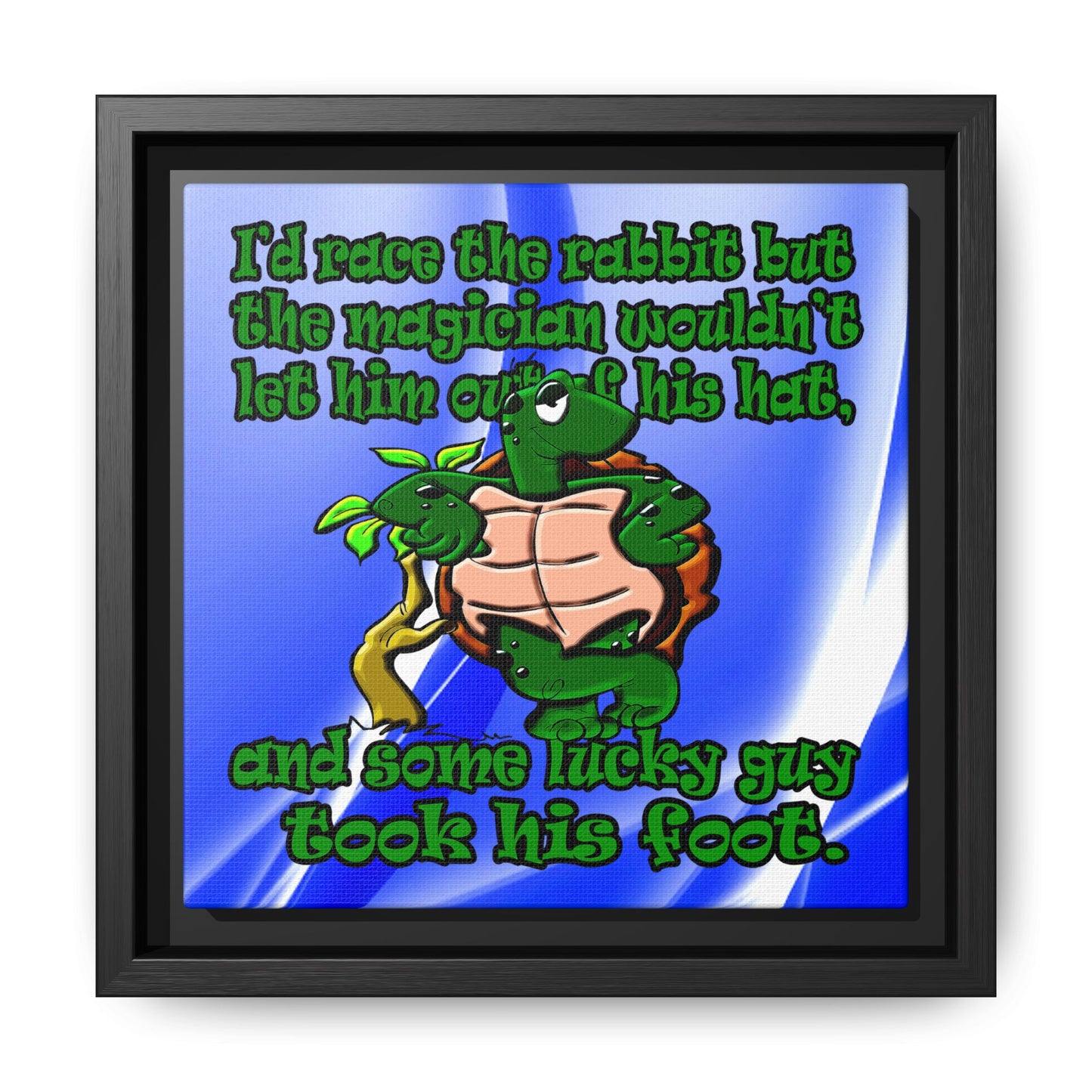turtle race - framed canvas art (blue-white wave)