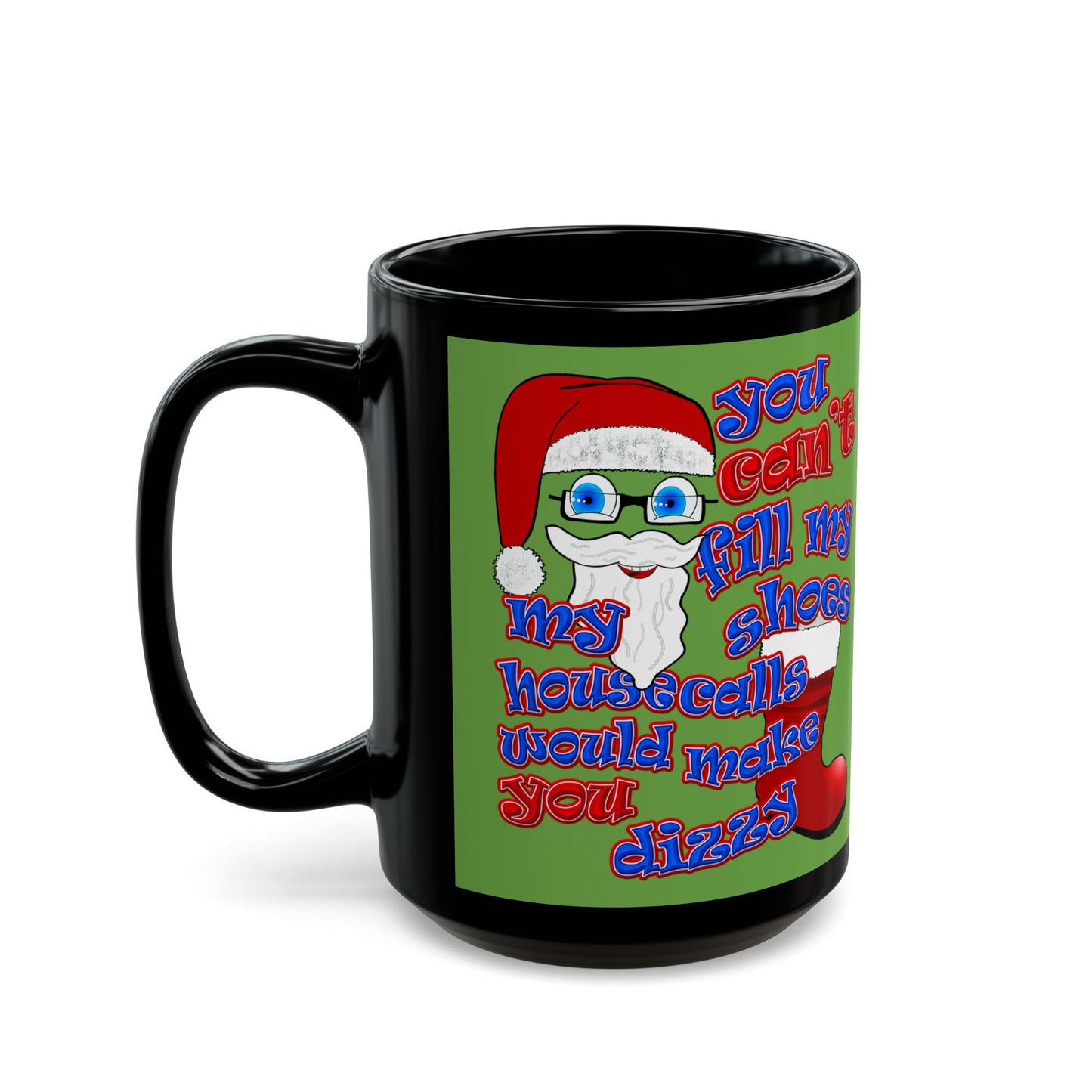 santa's shoes - Black Mug (green)