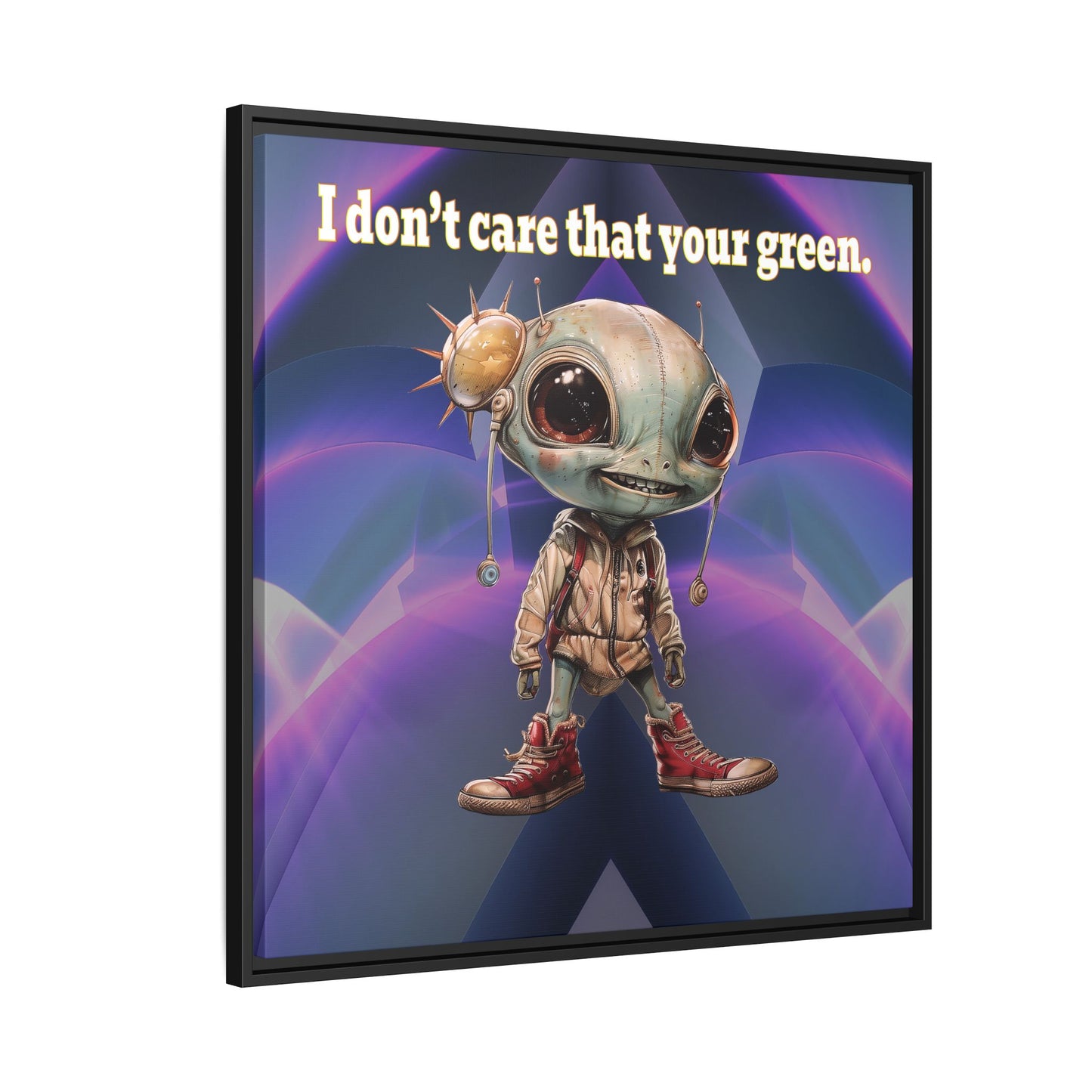I don't care that your green - framed canvas art (grey-pink wave)
