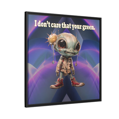 I don't care that your green - framed canvas art (grey-pink wave)
