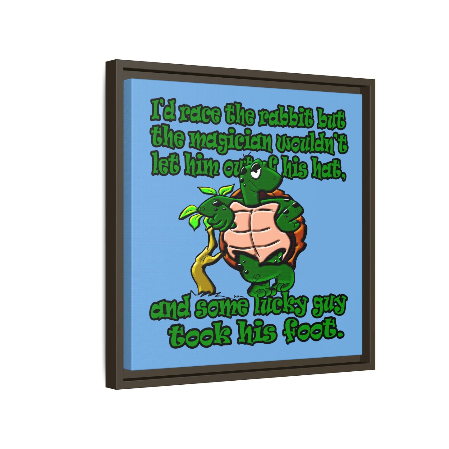 turtle race - framed canvas art (light blue)