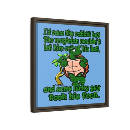 turtle race - framed canvas art (light blue)