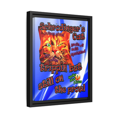 schrodinger's cat - framed canvas art (blue-white wave)