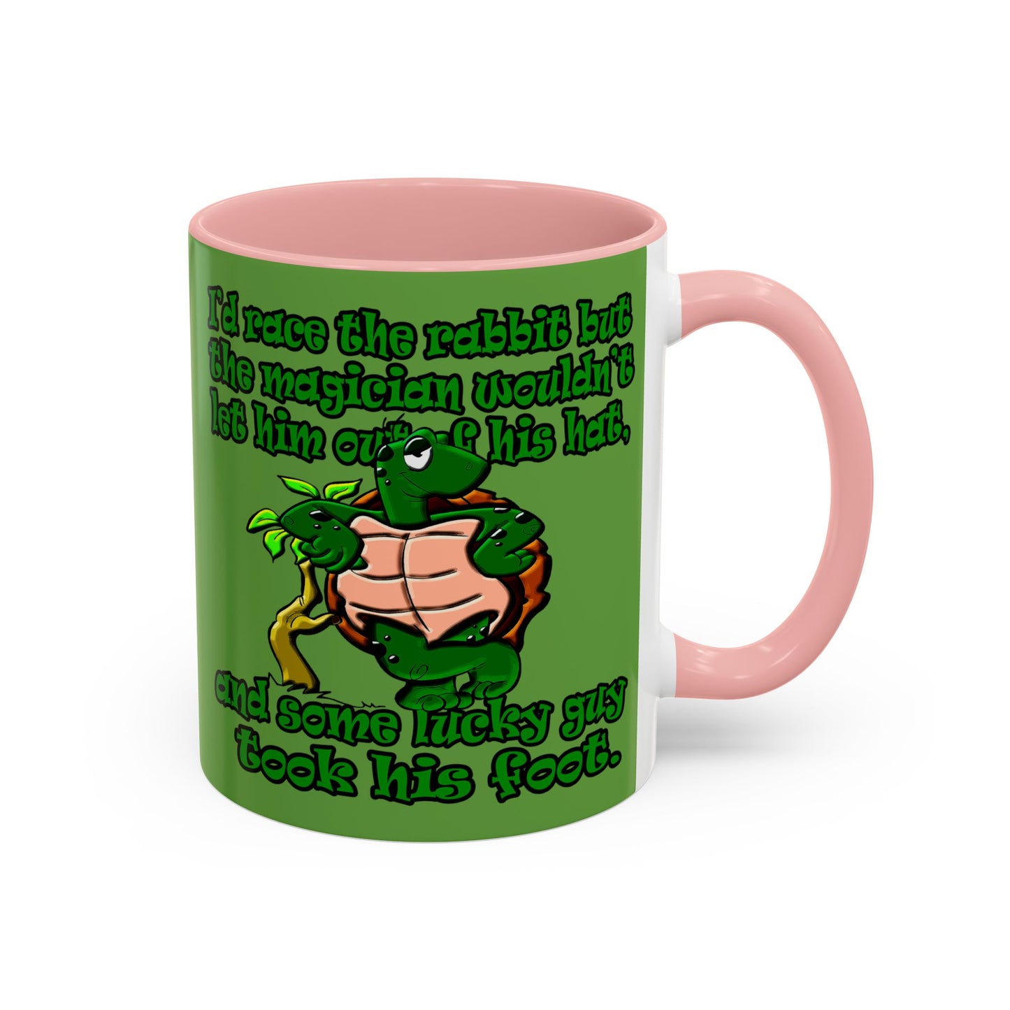 turtle race - Accent Mug (green)