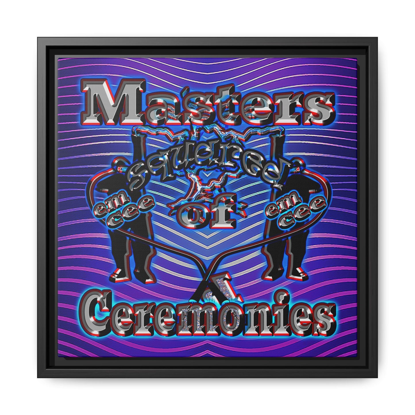 em cee squared - framed canvas art (purple wave)