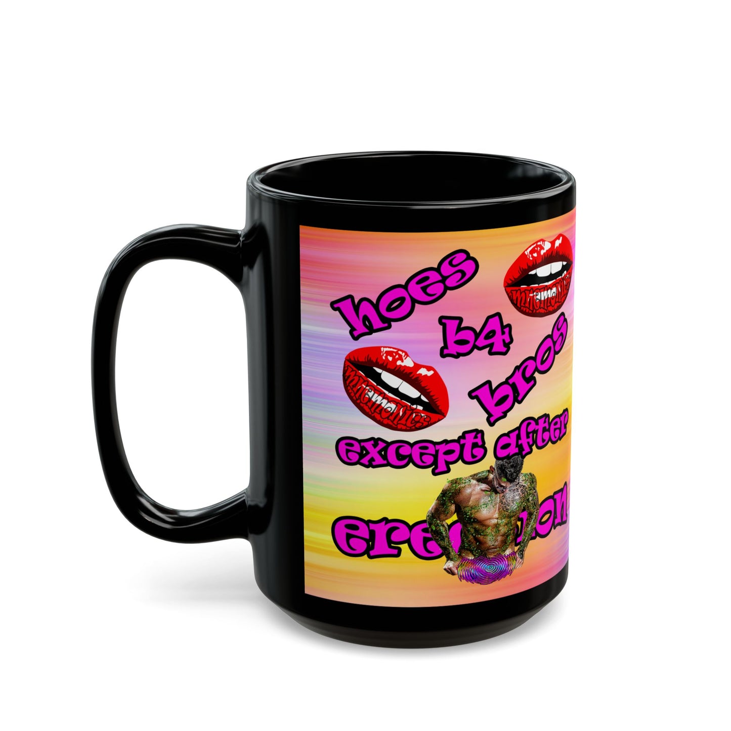 hoes b4 bros - Black Mug (color blur)
