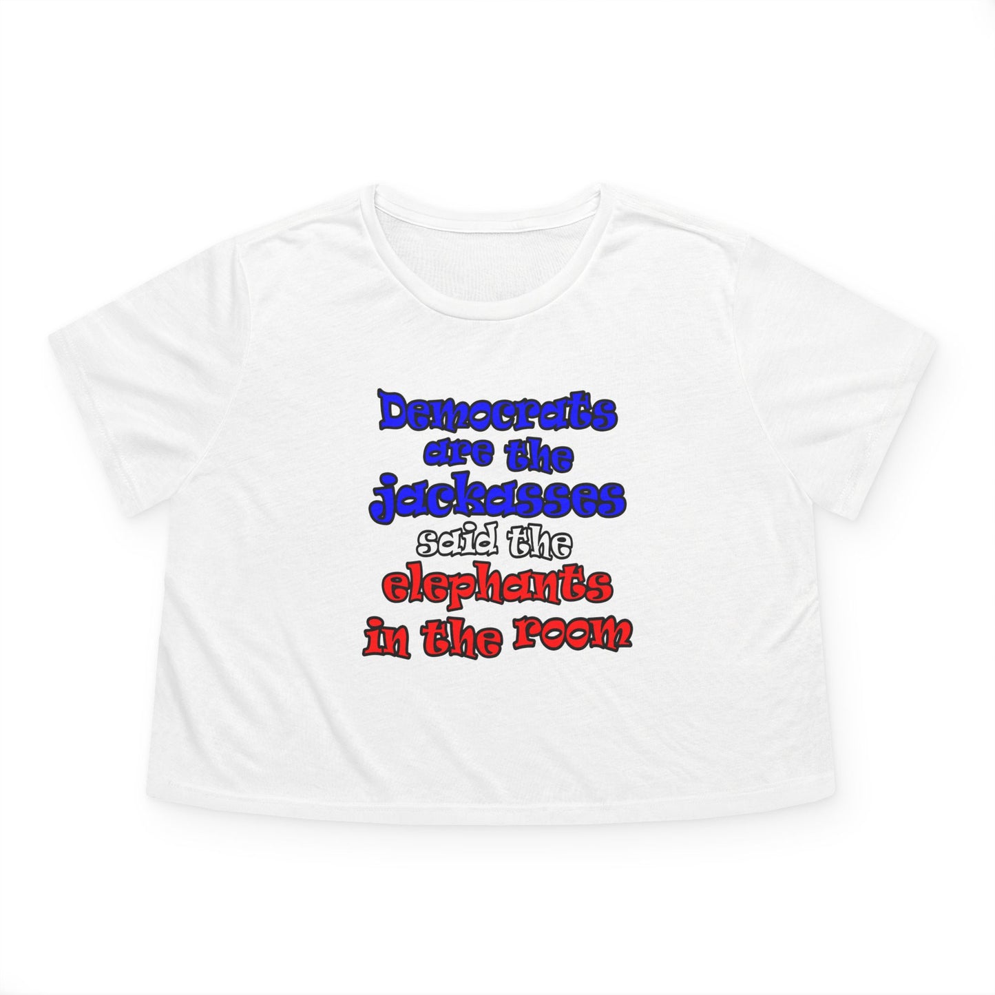 donkeys and elephants - Women's Flowy Cropped Tee