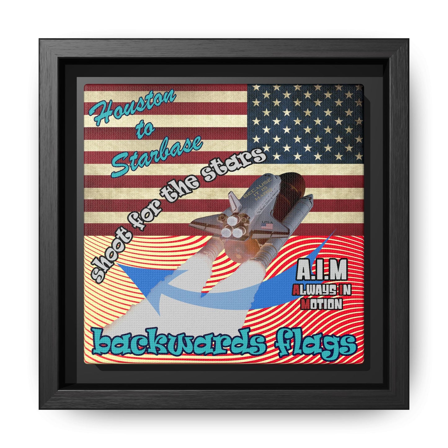 shoot for the stars - framed canvas art (yellow-orange wave)