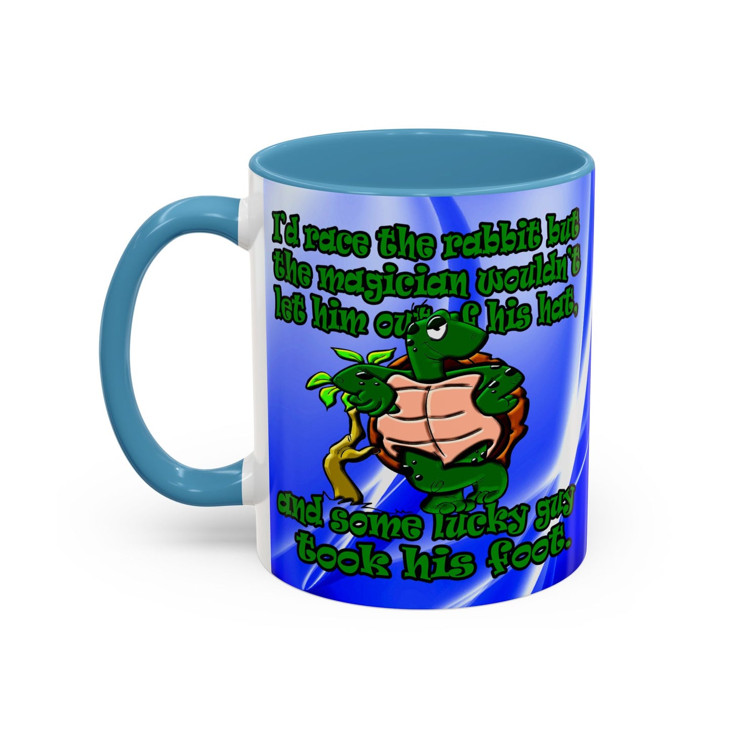 turtle race - Accent Mug (blue-white wave)
