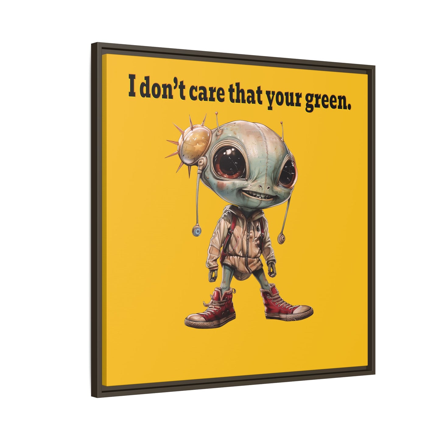 I don't care that your green - framed canvas art (yellow)