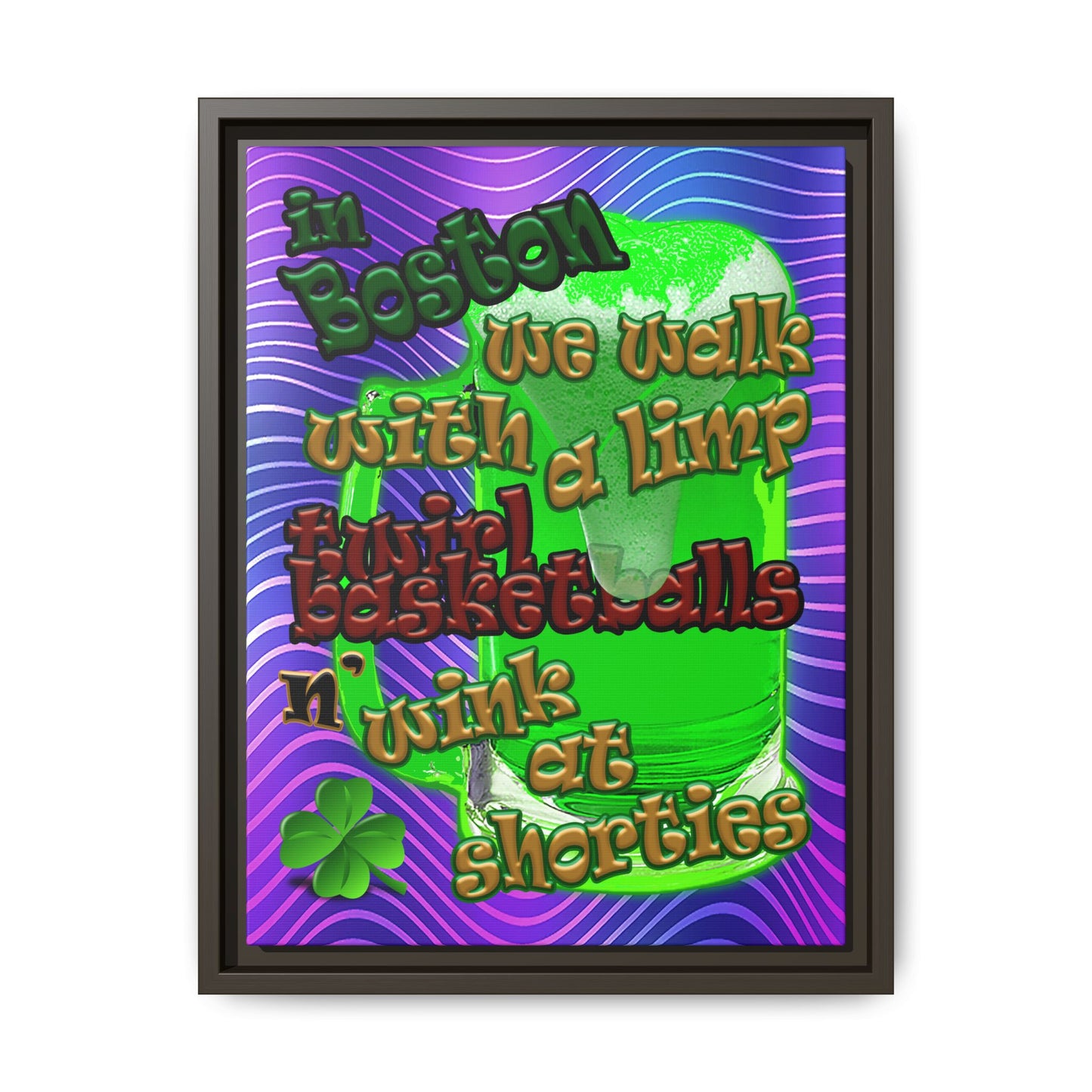celtics logo - framed canvas art (purple wave)