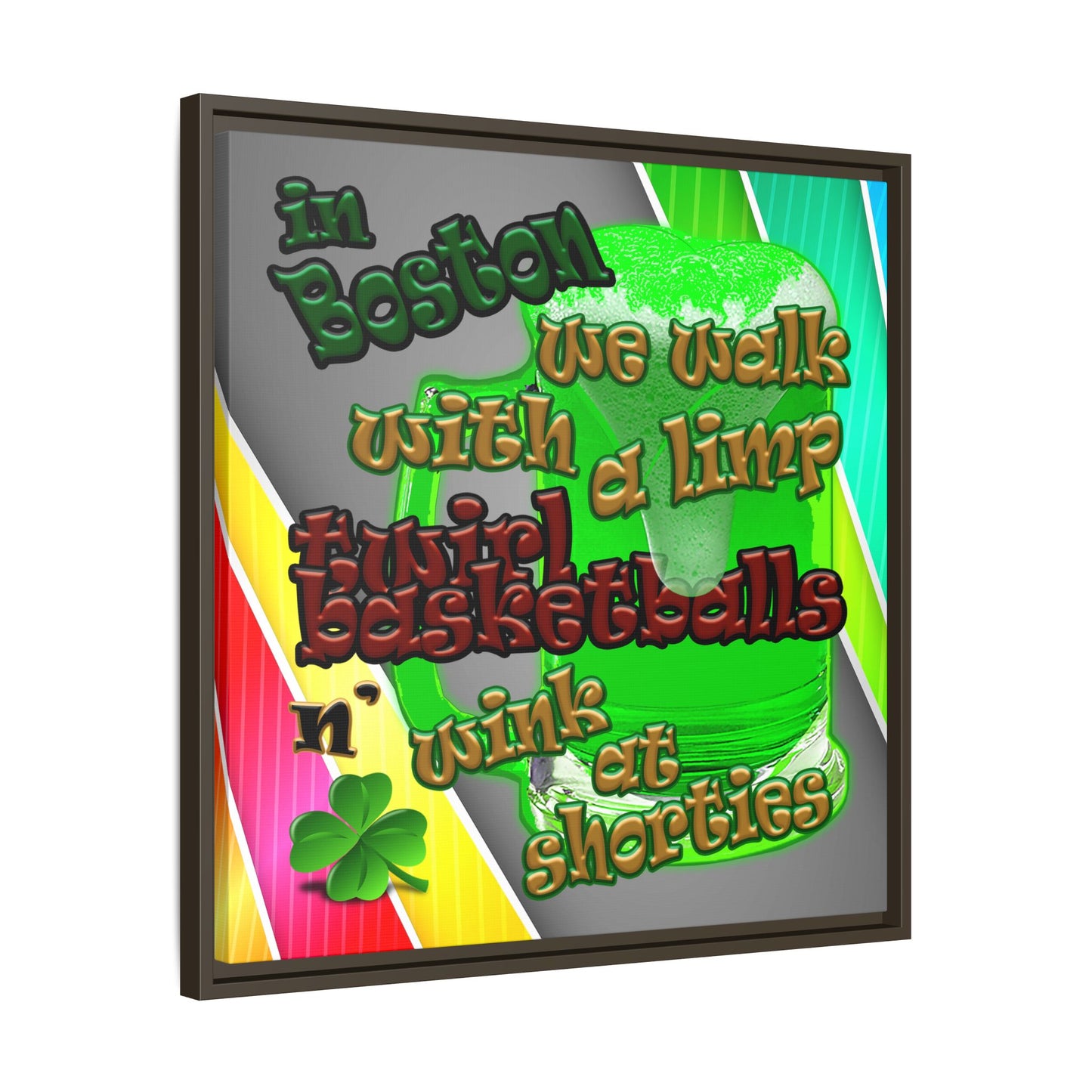 celtics logo - framed canvas art (rainbow split)