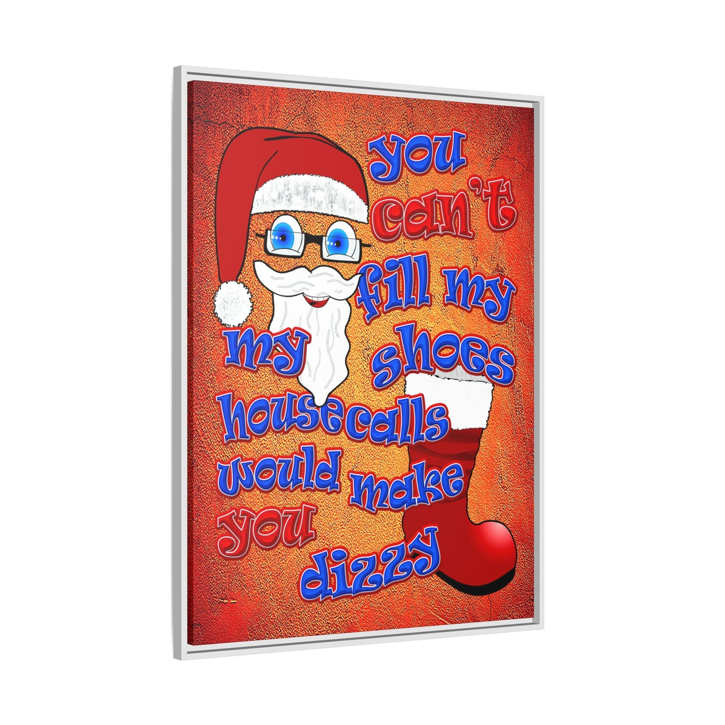 santa's shoes - framed canvas art (burnt orange)