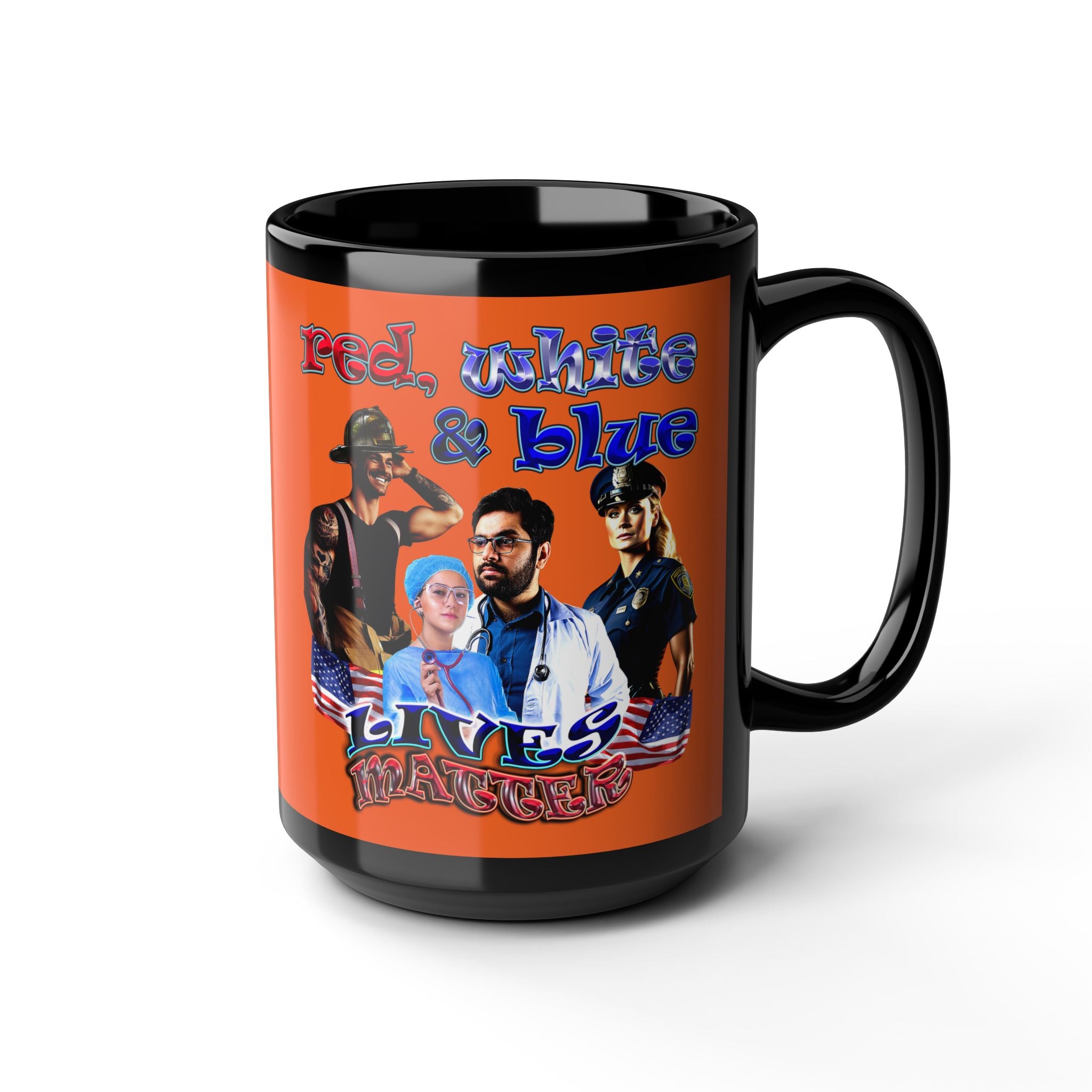 rw&b lives matter - Black Mug (orange)