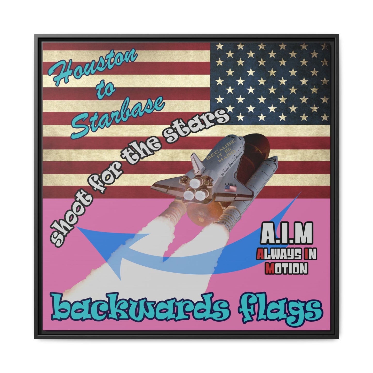 shoot for the stars - framed canvas art (light pink)
