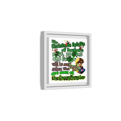 christmas spirits of boston - framed canvas art (white)
