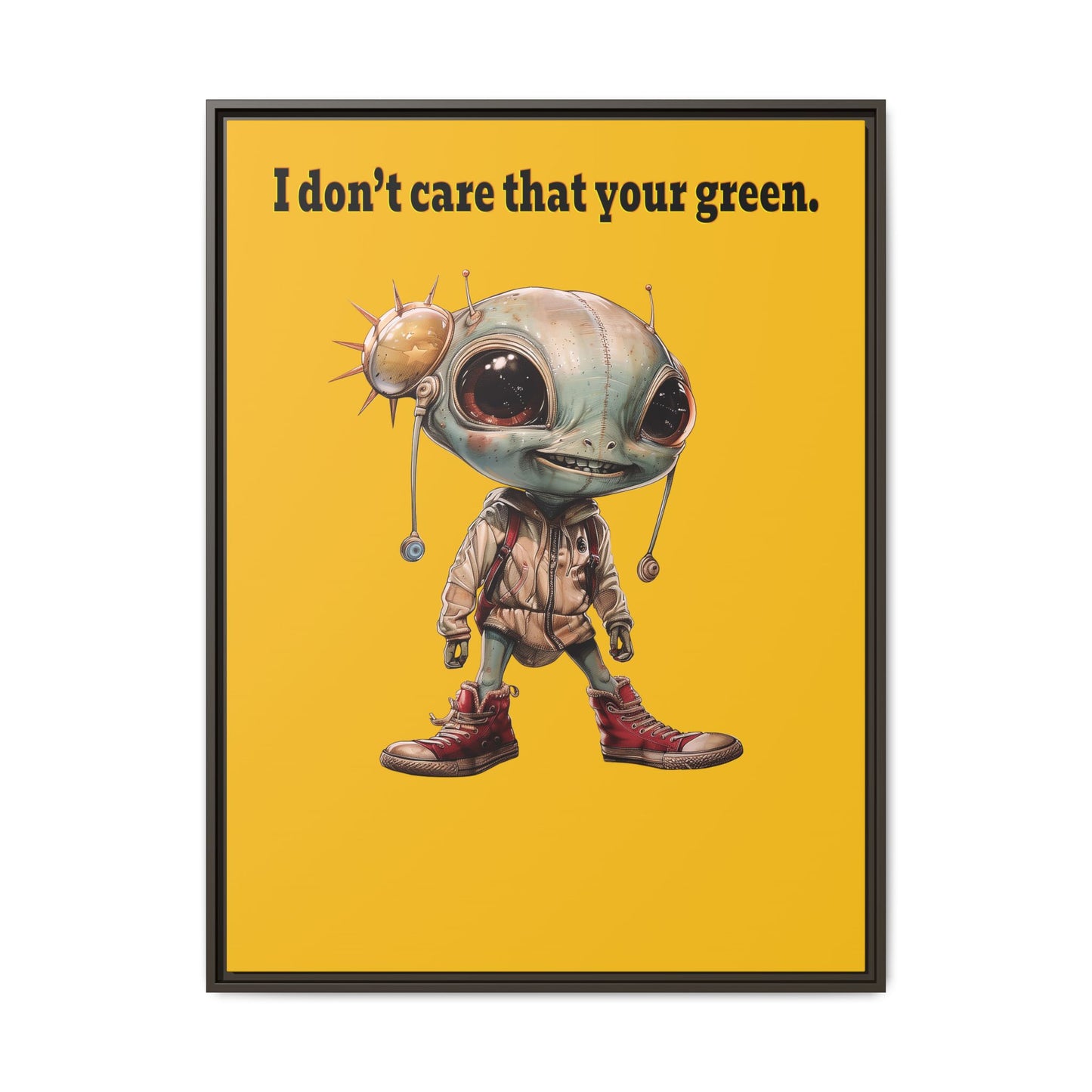 I don't care that your green - framed canvas art (yellow)