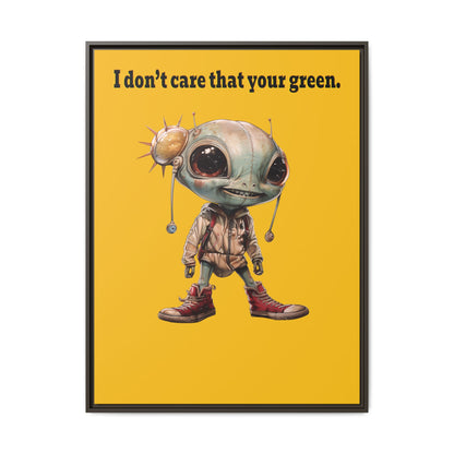 I don't care that your green - framed canvas art (yellow)