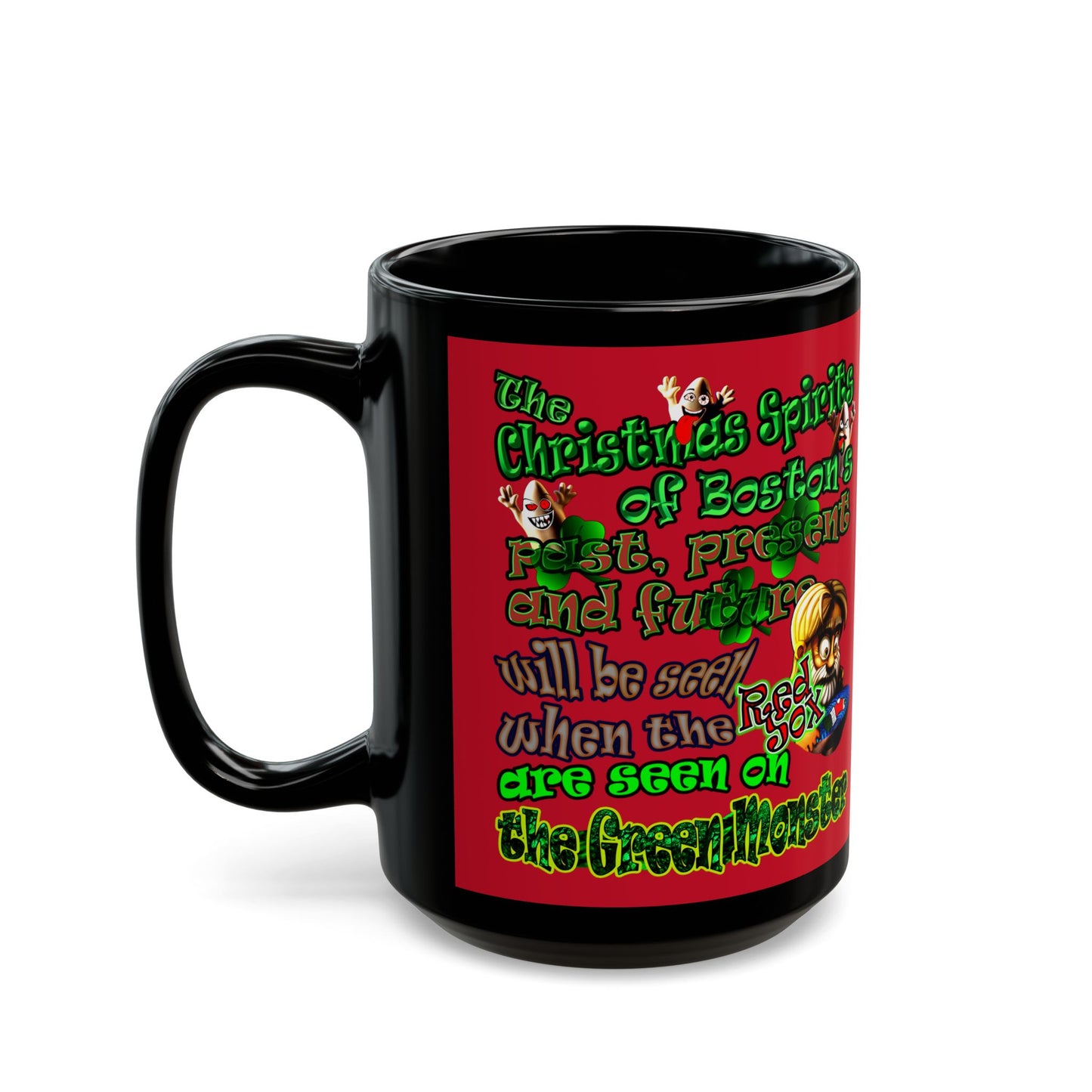 christmas spirits of boston - Black Mug (dark red)