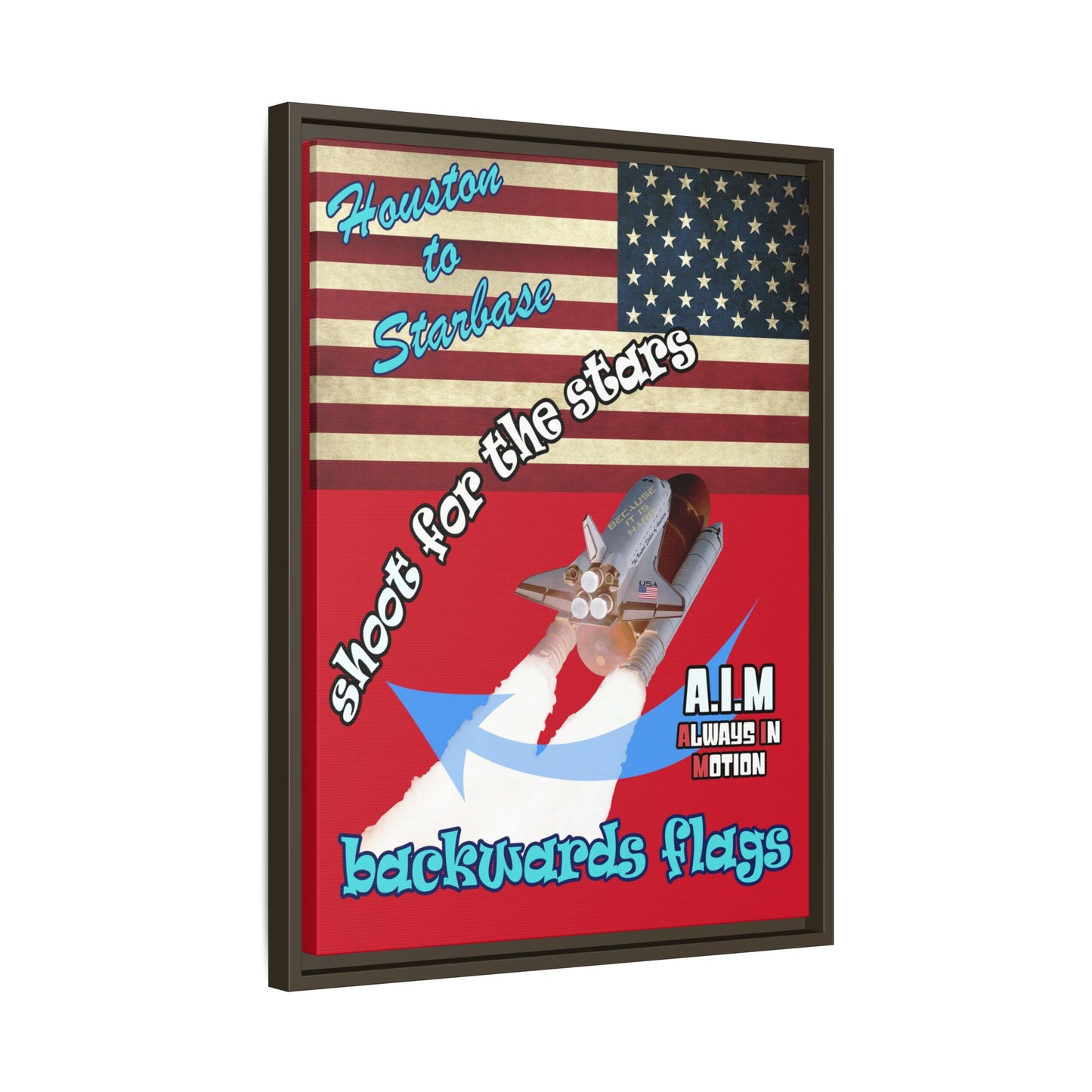 shoot for the stars - framed canvas art (dark red)