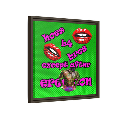 hoes b4 bros - framed canvas art (logo green)