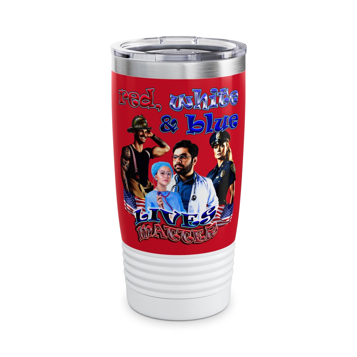rw&b lives matter - Ringneck Tumbler, 20oz (dark red)