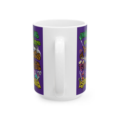 the bum's shit - White Mug (purple)