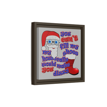 santa's shoes - framed canvas art (light grey)