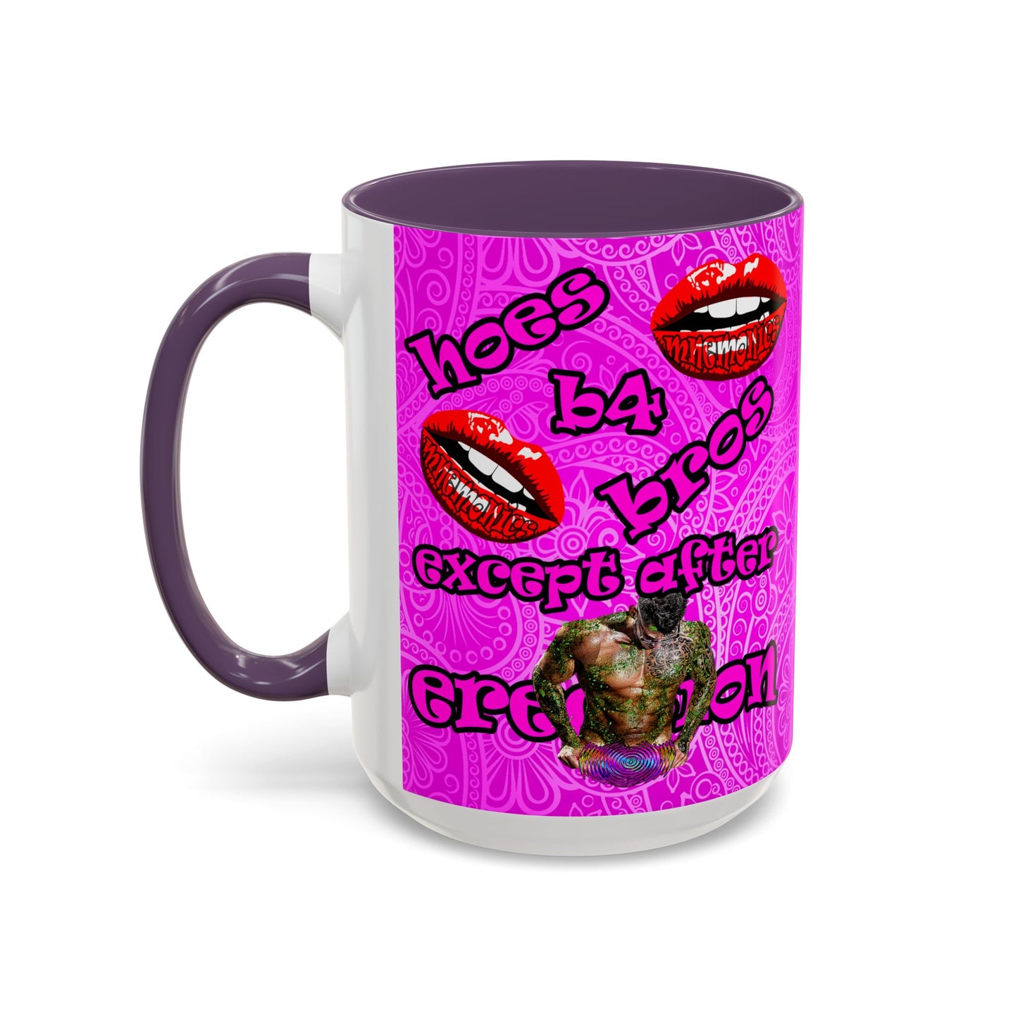 hoes b4 bros - Accent Mug (pink swirl)