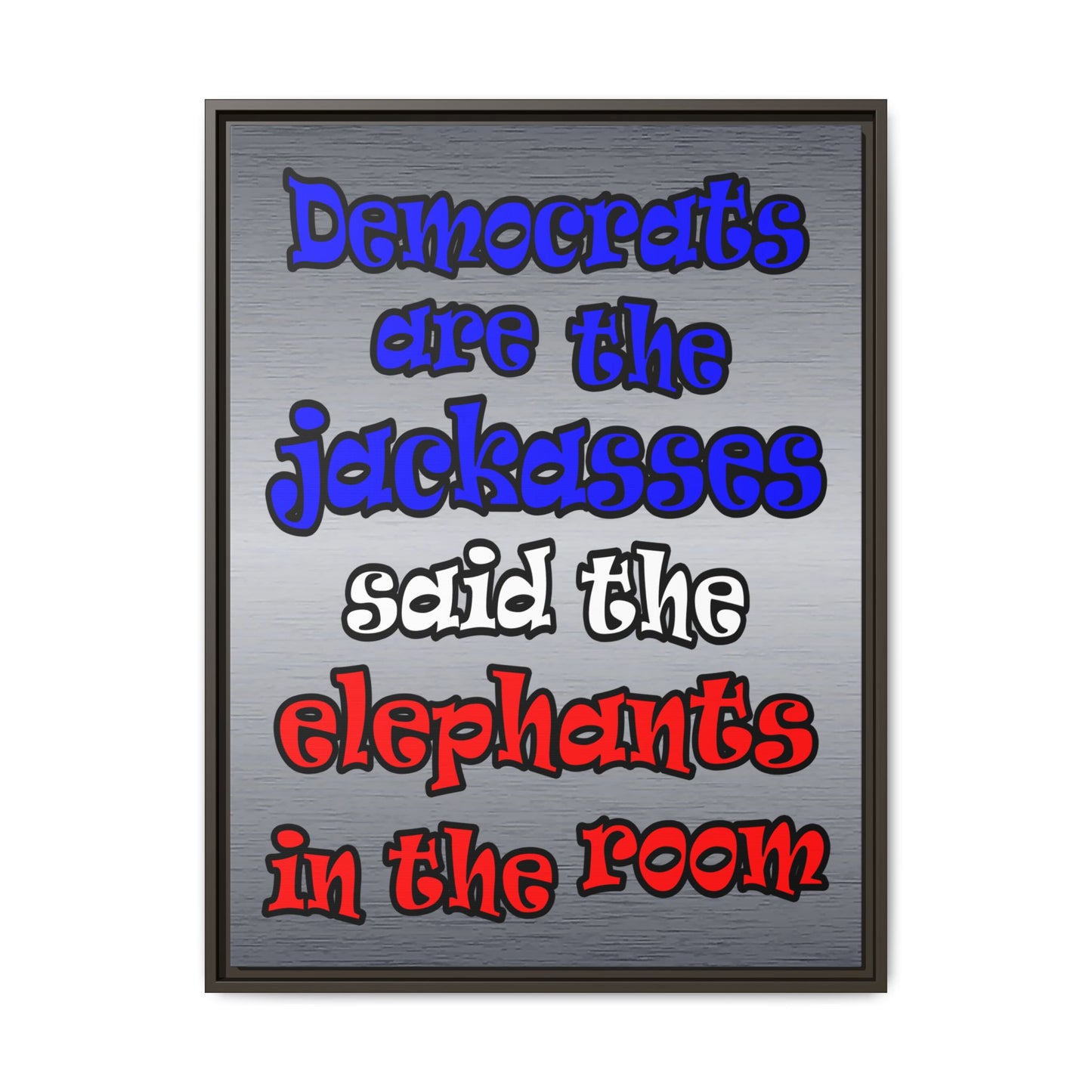 donkeys and elephants - framed canvas art (brushed nickel)