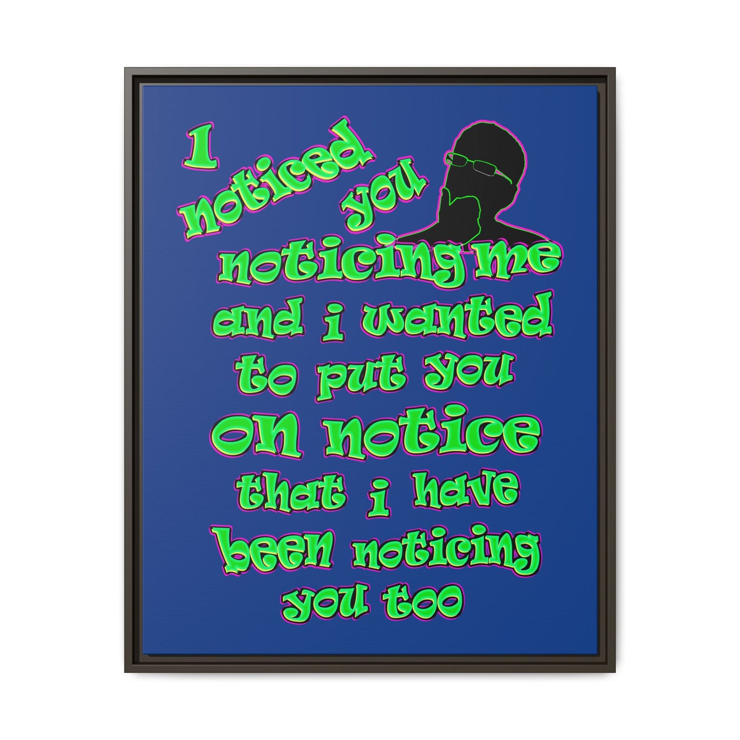 noticed you noticing - framed canvas art (dark blue)