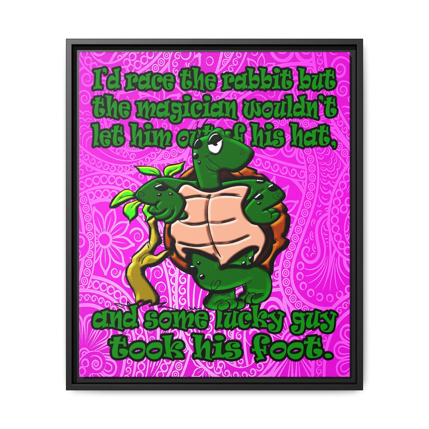 turtle race - framed canvas art (pink swirl)