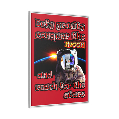 defy conquer reach - framed canvas art (dark red)