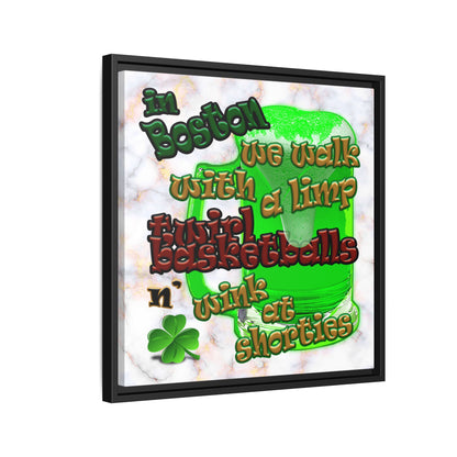 celtics logo - framed canvas art (white marble)