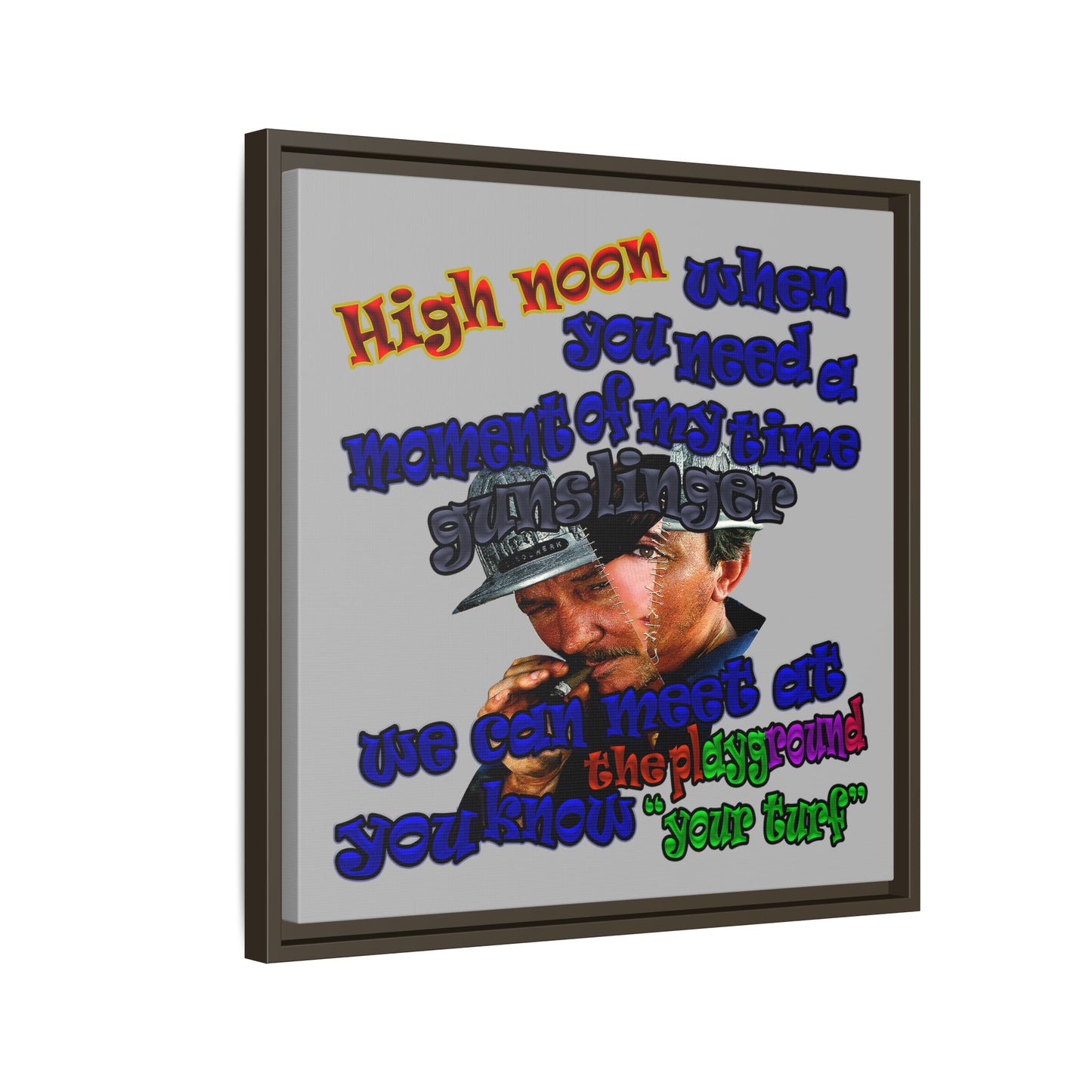 high noon - framed canvas art (light grey)