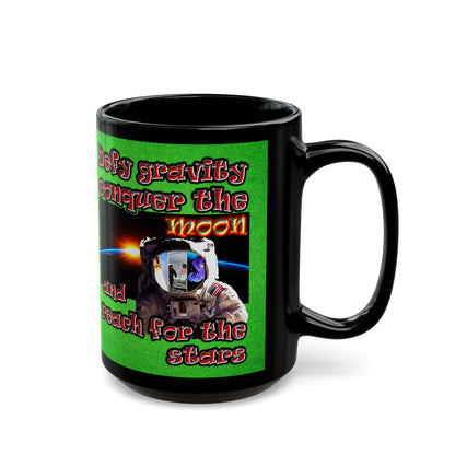 defy conquer reach - Black Mug (green turf)