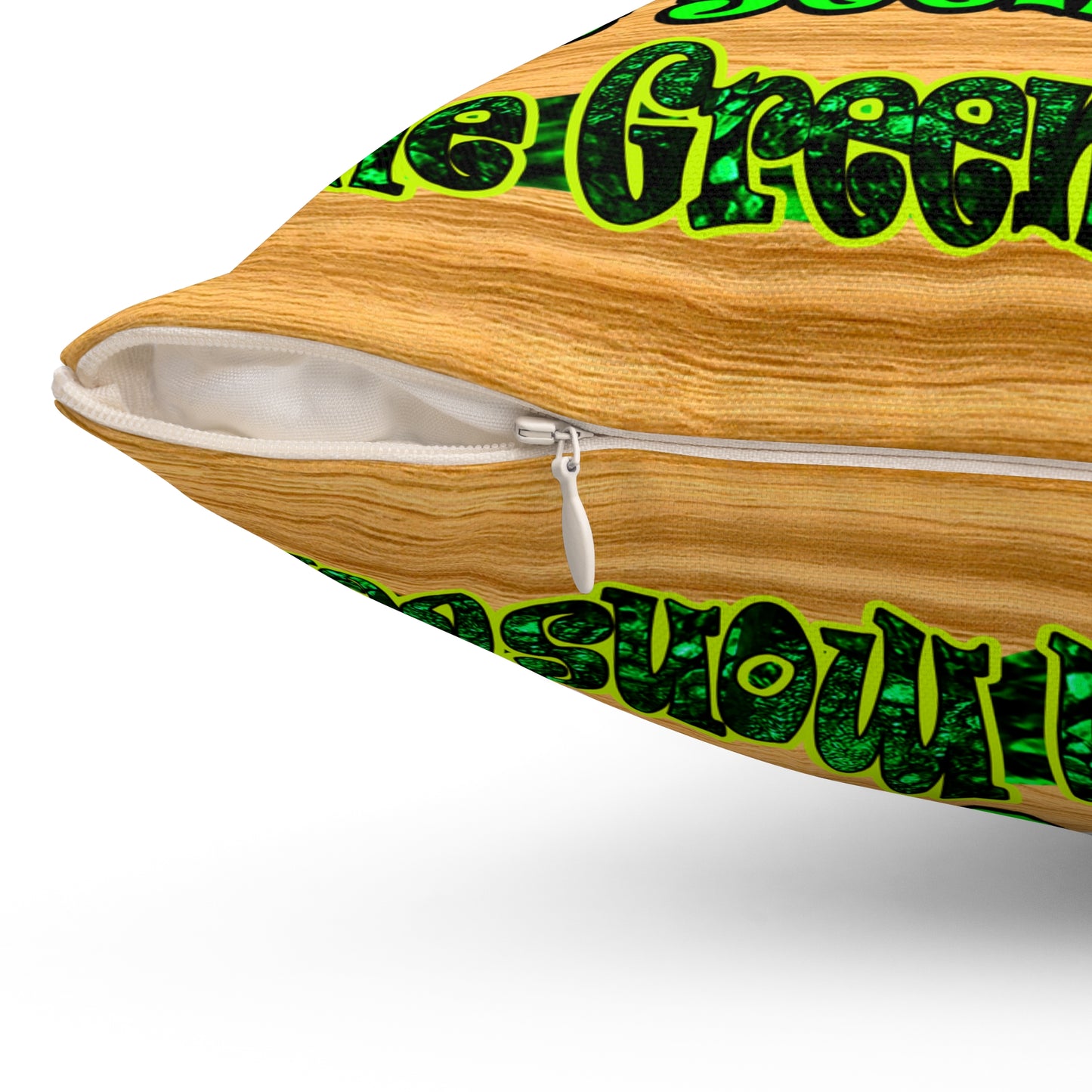 christmas spirits of boston - Spun Polyester Square Pillow - (butterscotch wood finish)